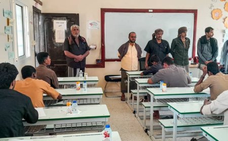 رئيس تنفيذية انتقالي حوف يطلع على سير امتحانات الثانوية العامة بالمديرية