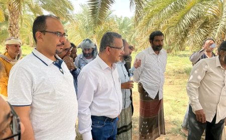 على هامش زيارته لوادي حضرموت وفد وزارة الزراعة والأسماك يزور بعض مزارع النخيل في الوادي وكلية الزراعة في سيئون