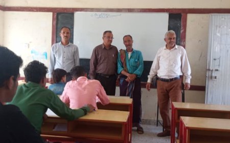 مدير تربية جبل حبشي يتفقد سير اختبارات الثانوية العامة بمركزي الحمزة وقيس الجلال بالمديرية