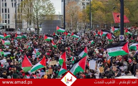 مظاهرات حاشدة في لاهاي رفضا لحرب غزة حوالي 100 ألف مشارك باللباس الأحمر