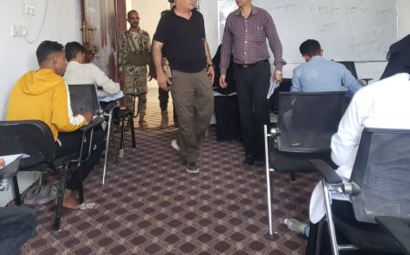الحضوري والرويشان يتفقدان إمتحانات كلية عدن للعلوم الطبية والتطبيقة - قعطبة