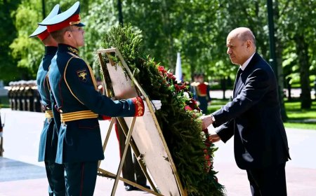 رئيس مجلس القيادة يضع إكليلا من الزهور على ضريح الجندي الروسي المجهول