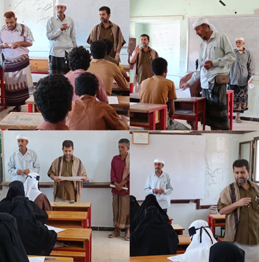 الأمين العام لمحلي مودية ومدير مكتب التربية والتعليم يدشنان امتحانات إنهاء المرحلة الثانوية العامة بثانويات المديرية