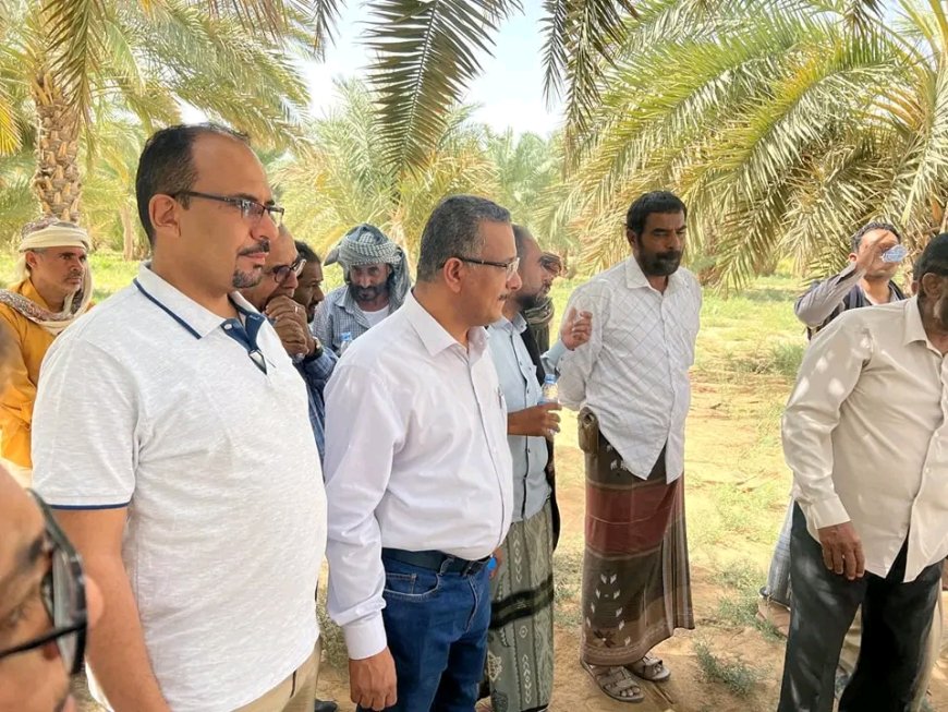 على هامش زيارته لوادي حضرموت وفد وزارة الزراعة والأسماك يزور بعض مزارع النخيل في الوادي وكلية الزراعة في سيئون