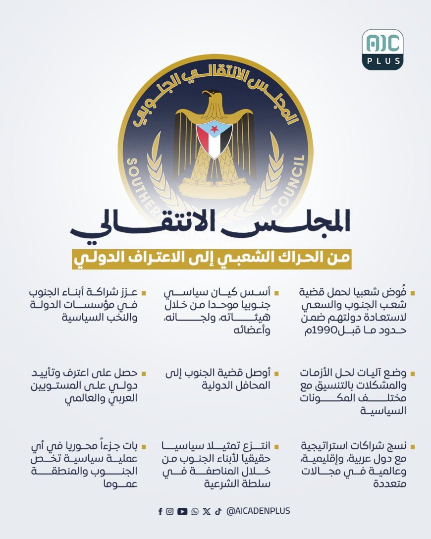 ثمان سنوات من الصمود والتحول.. المجلس الانتقالي الجنوبي بين التحديات والإنجازات