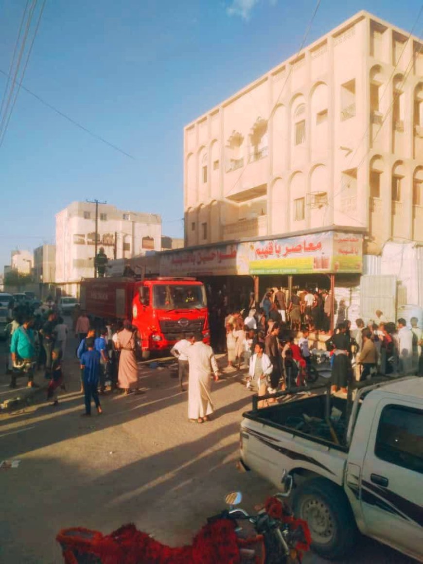 الدفاع المدني بشبوة ينجح في إخماد حريق بأحد الطواحين بمدينة عتق