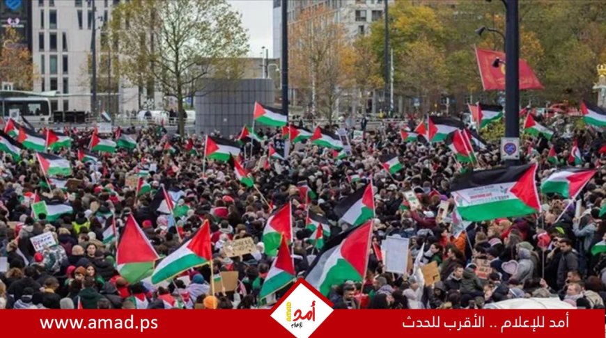 مظاهرات حاشدة في لاهاي رفضا لحرب غزة حوالي 100 ألف مشارك باللباس الأحمر