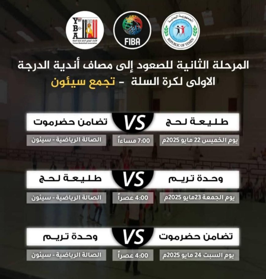 تنطلق اليوم بمواجهة تضامن حضرموت مع طليعة لحج.. سيئون تحتضن المرحلة الثانية لأندية الدرجة الثانية المؤهل للدرجة الأولى