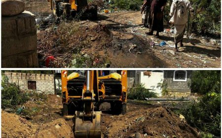 بدعم وتعاون مشترك.. إصلاح مؤقت لمواسير منهل حارة الصديق بلودر