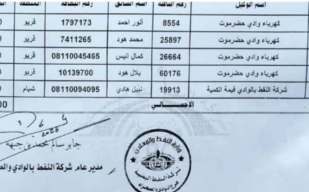 بن طالب: جهود مستمرة لتسيير كميات إضافية من مادة الديزل لتحسين أداء  الكهرباء في وادي حضرموت