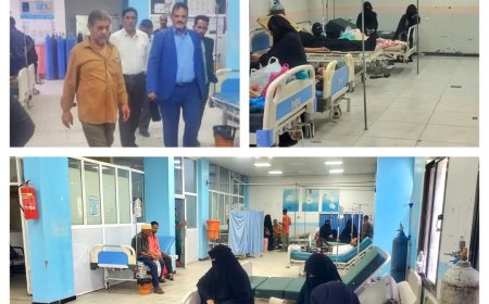 مدير عام مكتب الصحة بتعز يزور مركز الإسهالات المائية والكوليرا في المستشفى الجمهوري