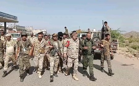 الضالع : اجراء عملية التسليم و الاستلام بين لواء الشرطة العسكرية م/ الضالع والحزام الامني للنقاط الامنية في خط الفاخر