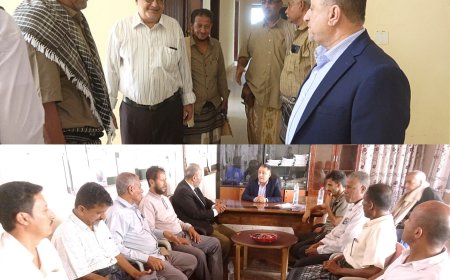 أمين عام محلي أبين "الحامد" يتفقد سير  الدوام في عدد من المكاتب الحكومية بعد إجازة عيد الأضحى المبارك