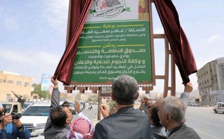 الوكيل العامري يدشّن مشروع تعهيد أعمدة ولوحات الإعلانات في شارع الجزائر والسوق العام بسيئون