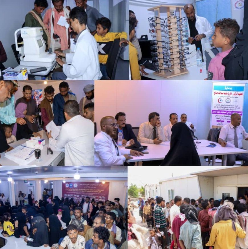 تعز .تدشين المخيم الطبي المجاني الثاني لتصحيح حَوَل العين في المخاء وسط إقبال غير مسبوق