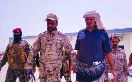 أركان دفاع شبوة يتفقد الجانب الأمني لمشروع الطاقة الشمسية بعتق ويؤكد توفير الحماية