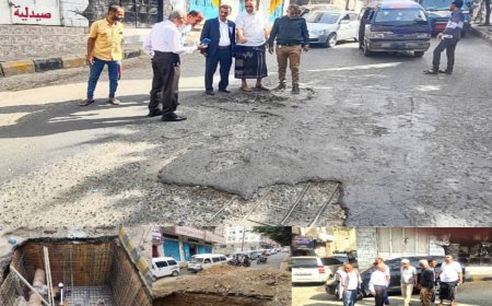 تنفيذاً لتوجيهات المشمر.. بدء أعمال ترميم غرفة محابس مشروع مياه تعز بعقبة شارع جمال