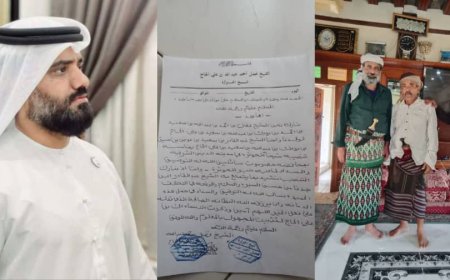 شيخ الحوثرة في يافع الجبل يهنئ ويبارك للشيخ عبدالقادر بن بوبك بن علي الحاج شيخاً للحوثرة في شرق حضرموت