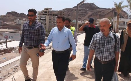 الزامكي يتفقد اللمسات الأخيرة لمشروع حديقة شلالات عقبة المعلا المموّل من السلطة المحلية بعدن