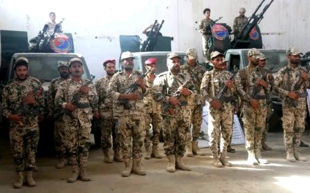 اللواء الخامس حرس رئاسي بمحور تعز يدشّن المرحلة الثانية من العام التدريبي القتالي والعملياتي والمعنوي 2025م