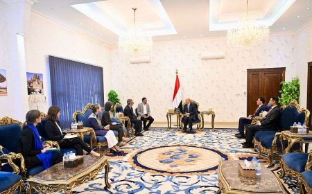 العليمي يدعو الاتحاد الأوروبي إلى اتخاذ قرارات عاجلة لتصنيف الحوثي منظمة إرهابية