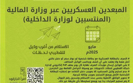 صرف مرتبات المبعدين العسكريين (منتسبي وزارة الداخلية) لشهر مايو 2025م