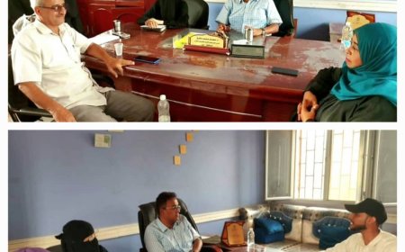 اللجان المجتمعية خورمكسر وإدارة معهد واشنطن في زيارة عمل للإدارة العامة لمحو الأمية وتعليم الكبار عدن