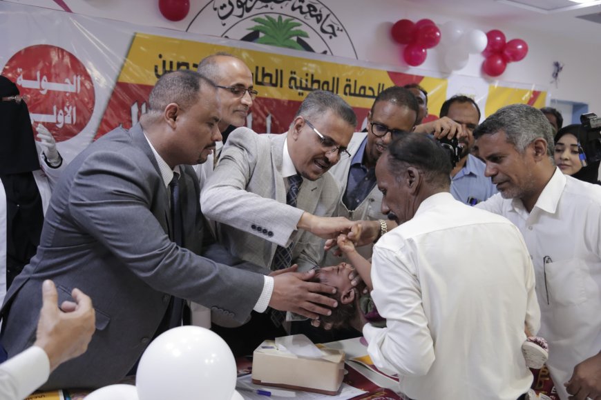 الأمين العام يدشن الحملة الوطنية الطارئة للتحصين ضد شلل الأطفال في حضرموت