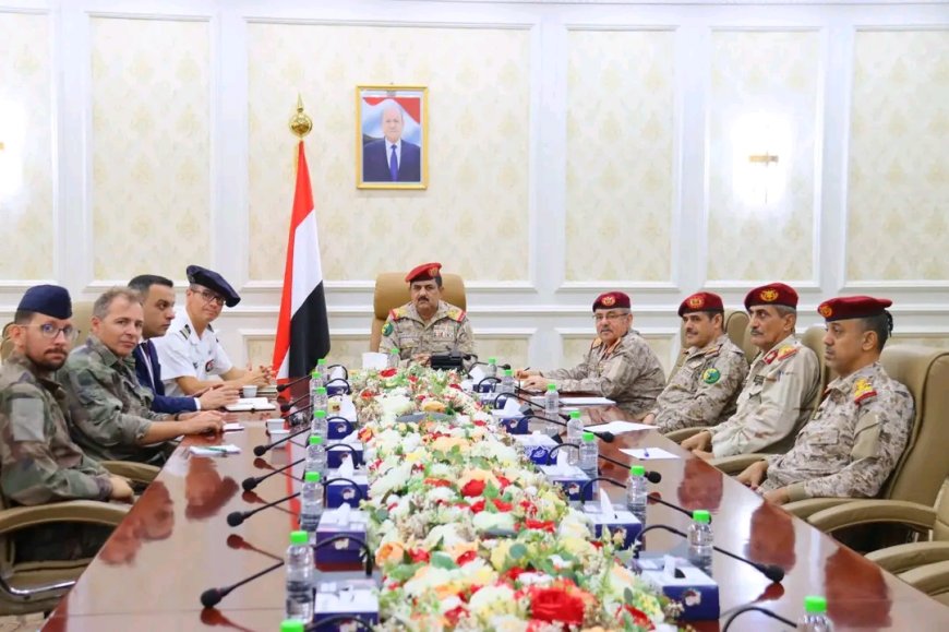 وزير الدفاع يبحث مع الملحق الفرنسي مستجدات الأوضاع الميدانية