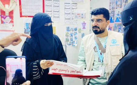 منظمة مسلم هاندز – مكتب اليمن تنفذ زيارة ميدانية إلى مدرسة ومرفق صحي لدعم الأيتام والرعاية الصحية في بير أحمد
