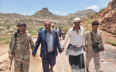 مدير عام قعطبة بكر الشاعري يستقبل فريق الطرق الريفية والوفد المرافق لهم من محافظة الضالع