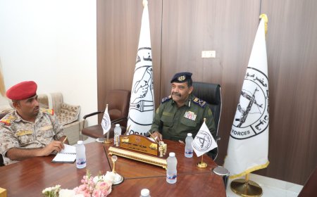 قائد قوات حماية حضرموت يلتقي بأركان قوات حماية حضرموت بعد مباشرة عمله