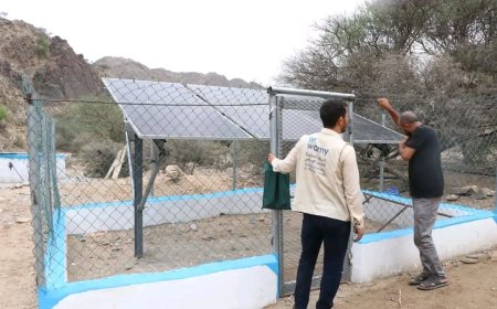 افتتاح مشروعين لمياه الشرب بالطاقة الشمسية في قريتي السمايه والحنجرة بلحج