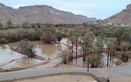 أمطار موسمية غزيرة بعد عام من الجفاف بمديرية رخية (صور)