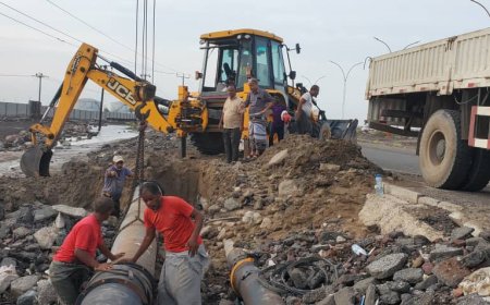 الانتهاء من إصلاح الخط الرئيسي الممول لمديرية البريقة بعدن