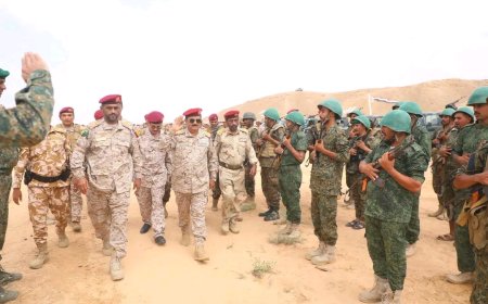 وزير الدفاع ومحافظ المهرة يتفقدان جاهزية محور الغيضة
