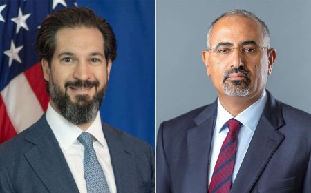 الرئيس الزُبيدي يبحث مع القائم بأعمال السفير الأمريكي مستجدات الأوضاع الإنسانية والتعافي الاقتصادي