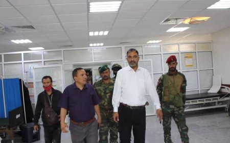 فريق التوجيه والرقابة الرئاسي وقيادة السلطة المحلية يزورون مستشفى الضالع المركزي
