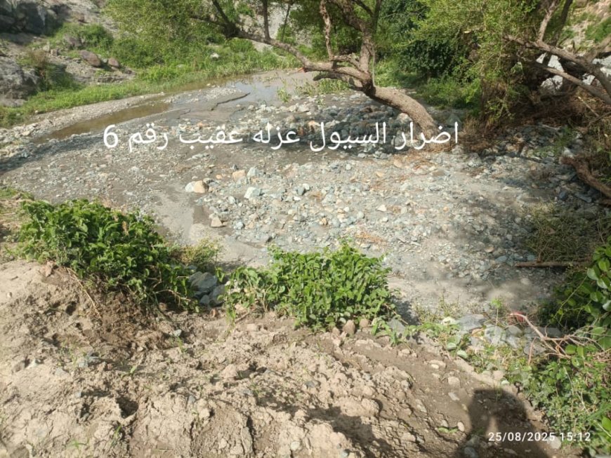 سيول الأمطار تخلف أضرار بمنطقة عقيب بحجر في مديرية الضالع