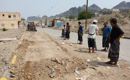 لحج.. مدير عام المسيمير ومدير صندوق النظافة والتحسين يواصلان حملة رفع مخلفات الأمطار والسيول من الطرق الرئيسة والفرعية بالمديرية
