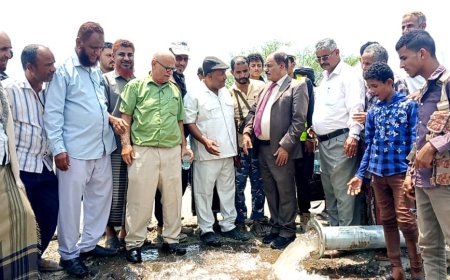 محافظ الضالع يتفقد سير العمل لمشروع المياه في منطقة حجر