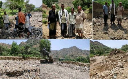 رئيس مؤسسة التكافل وفريق هندسي يزورون وادي شعب لرصد وتوثيق الأضرار التي خلفتها السيول 