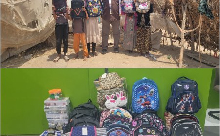 مقدمة من فاعل خير.. توزيع (25) حقيبة مدرسية ومستلزماتها للطلاب الفقراء بأبين