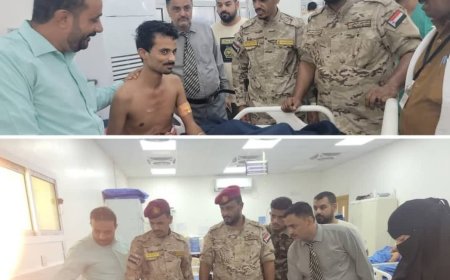 العميد نصر اليافعي يزور جرحى قوات سهام الشرق بمستشفى عبود العسكري. 