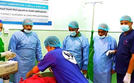 مدير عام مكتب الصحة بأبين يتفقد المخيم الطبي المجاني لأمراض العيون بمستشفى زنجبار