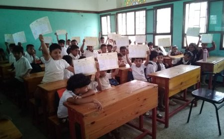 إدارة مدرسة الشهيد عباس بالمسيمير تشكر مدير مكتب التربية والتعليم بالمديرية الأستاذ وجدي طلحة