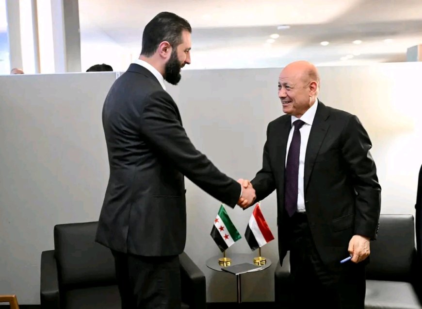 رئيس مجلس القيادة يلتقي الرئيس السوري للبحث في العلاقات الثنائية وتطورات المنطقة