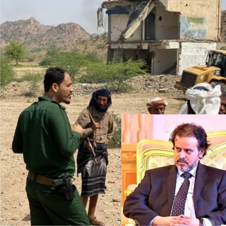 العميد ناصر عبدربه منصور هادي يطلق مشروع إعادة تأهيل وبناء مقر شرطة الوضيع في أبين