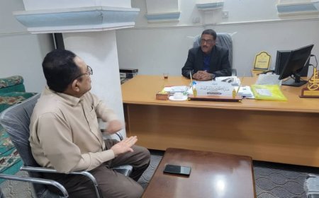 مدير عام تريم يستقبل مدير مستشفى عيديد الخيري ويطّلع على ترتيبات المخيم الطبي الحادي عشر