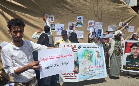 تعز.. أهالي الشهداء والمغدور بهم يطالبون طارق صالح بالقبض على قتلة هاربين إلى المخا